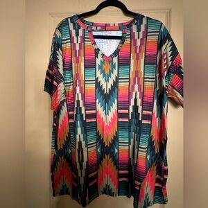 Crazy Train Print Keyhole T